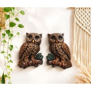 Vintage 1970s Wall Hanging Owl Kitshy Anamorphic Retro Wall Decor Gallery Art